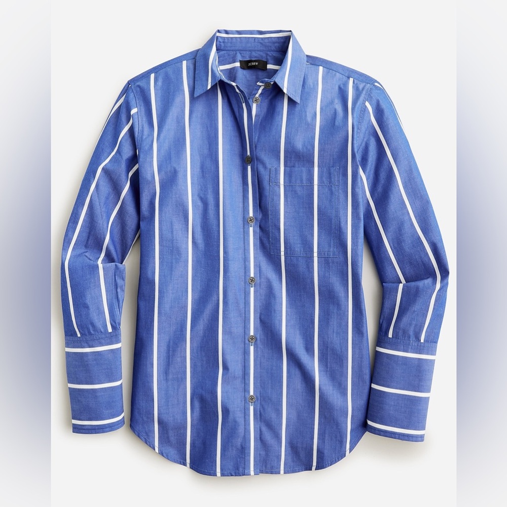 J.Crew Garçon Cotton Poplin Shirt in Seaside Stripe, Size 8, NWT